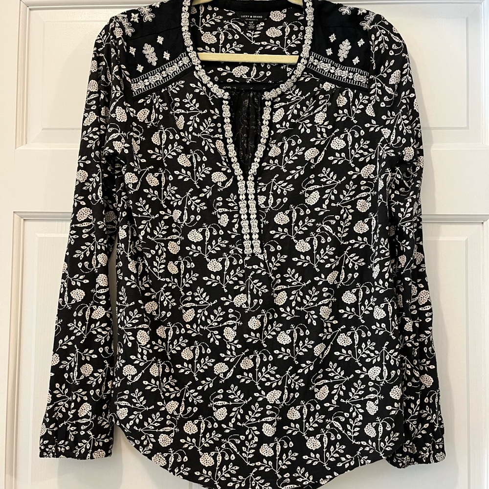 - - lucky Brand, size petite S (runs large), long sleeves, floral print wi…